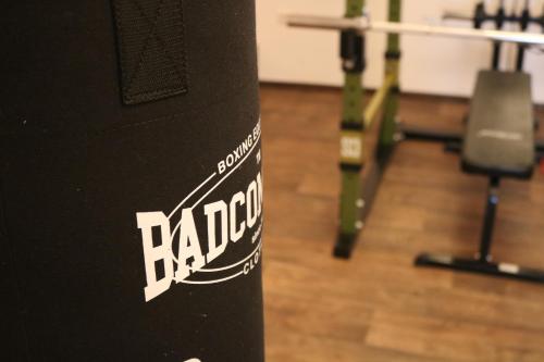 a black pole with a raoco logo on it in a gym at Hotel Zehnthof in Cochem