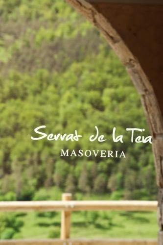 a sign that says santas de la taja masorenka at Mas Serrat de la Teia in Sant Joan de les Abadesses