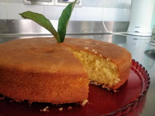 a piece of cake with a green leaf on top at Hotel Casa Nicola in Ischia
