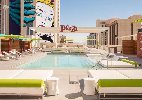 a rendering of a pool at a hotel at Plaza Hotel & Casino in Las Vegas