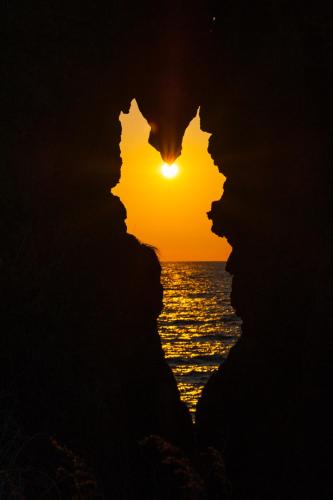 a silhouette of a couple looking at the sunset at Sado Resort Hotel Azuma in Sado