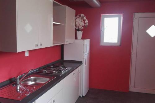 Kuchyň nebo kuchyňský kout v ubytování Apartment Mojca near Bled