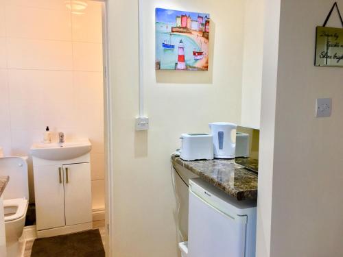 a bathroom with a sink and a toilet at London Luxury Ensuite Apartment in Ilford