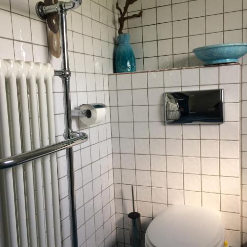 a bathroom with a radiator and a toilet at Vakantiewoning De Lotus in Hoevelaken