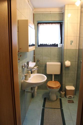 a small bathroom with a toilet and a sink at Apartment Paula in Slunj