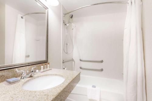 a bathroom with a sink and a shower at Wingate by Wyndham Columbia/Lexington in Lexington