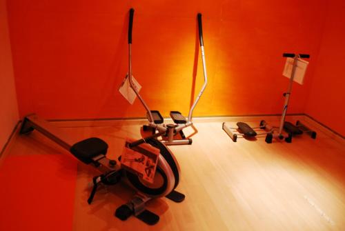 a room with two exercise bikes in a room at Apartments Casa Ghiggi in Brissago