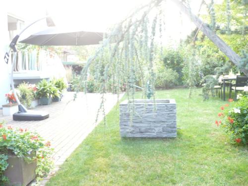 a garden with a swing in the grass at Appartement Le Jardin in Lingolsheim