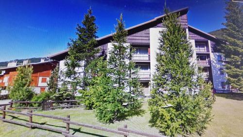 a group of trees in front of a building at Ca del nono in Pragelato