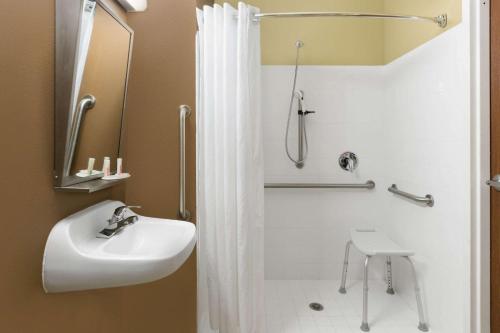 A bathroom at Microtel Inn & Suites by Wyndham Ozark