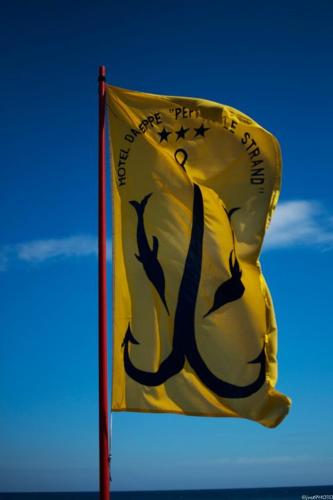 a yellow flag with a penguin on it at Hotel da Peppe in Letojanni