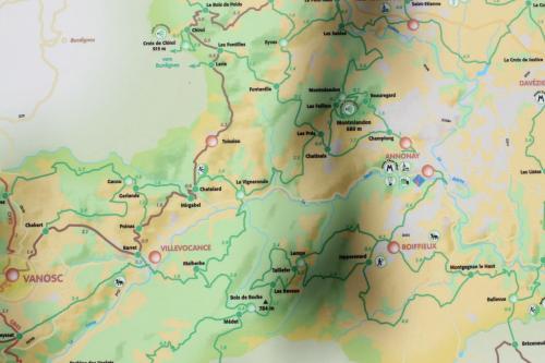 a map ofitzerland with red dots at Chez Mary in Vanosc