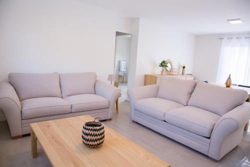 a living room with two couches and a coffee table at Albipavillon in Albi