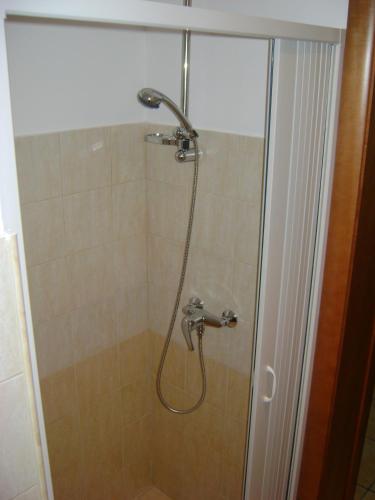 y baño con ducha con cabezal de ducha. en casa Maria, en Galatone