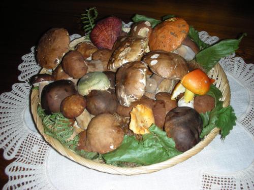 a basket filled with lots of vegetables on a table at Villa delle Rose - Hotel Paradiso in Amandola