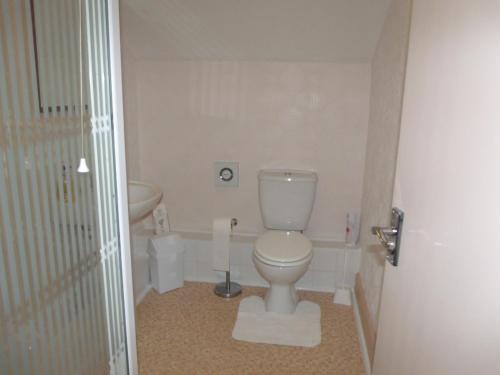 a small bathroom with a toilet and a sink at Jasmine Guest House in Bridlington