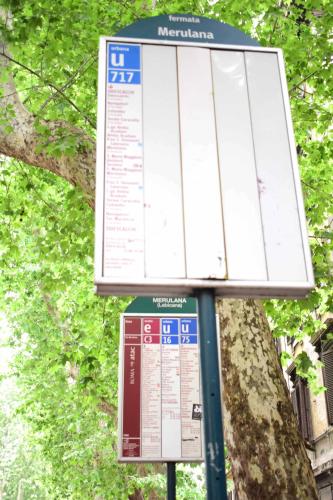 a street sign in front of a tree at Le Rondini a Roma in Rome