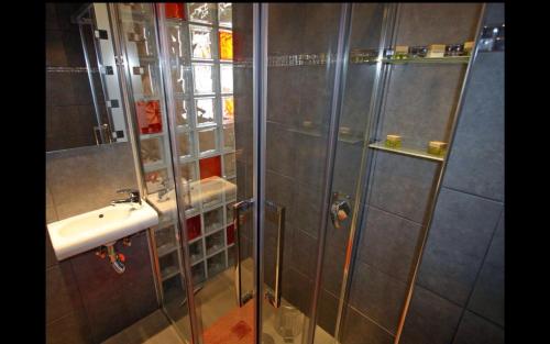 een badkamer met een douche en een wastafel bij Studio Torres in Playa de las Americas