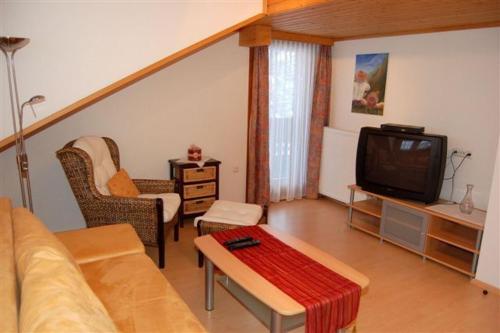 a living room with a couch and a tv at Ferienwohnung Artur Wieser in Sankt Jakob in Defereggen