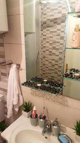 a bathroom with a sink and a mirror and a sink at Royal Apartment Bar in Bar