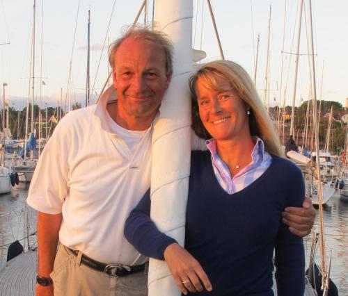 a man and a woman standing on a boat at Miramar in Helgoland