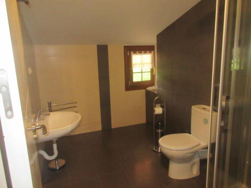 a bathroom with a white toilet and a sink at Caserio Ipintza Berri in Abaltzisketa