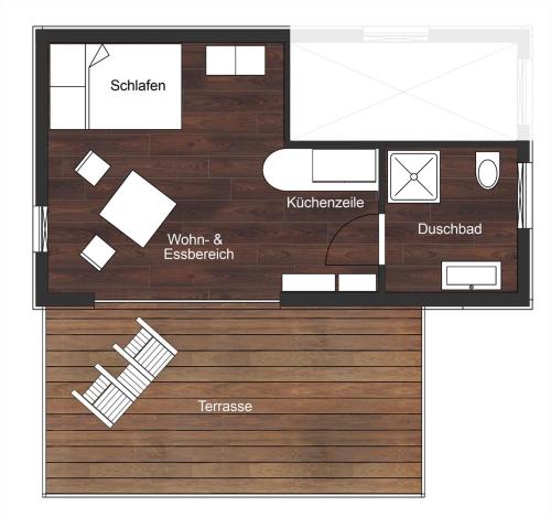 a drawing of a floor plan of a room at PETIT-CHALET AM HAINER SEE in Rötha