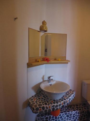 a bathroom with a sink and a mirror at Casa De France in Porto Novo
