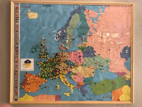 a map of europe in a wooden frame at Le Signoret in Sault-de-Vaucluse