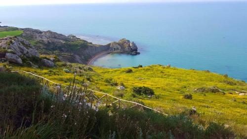 a grassy hill with a view of the ocean at Daedalium in Marina di Palma