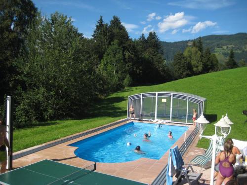 un grupo de personas en una piscina en Apartments Spiegl Holzmann, en Bischofshofen