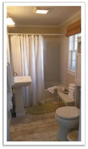a bathroom with a white toilet and a sink at Newagen Seaside Inn in Southport