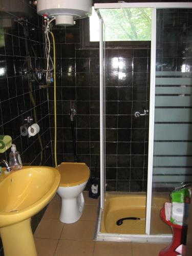 La salle de bains est pourvue d'une douche, de toilettes et d'un lavabo. dans l'établissement Zrinyi u. 16., à Vonyarcvashegy