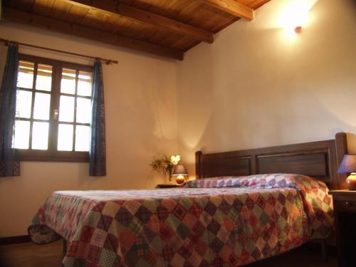 a bedroom with a bed and a window at Agriturismo la Mimosa in Putzu Idu