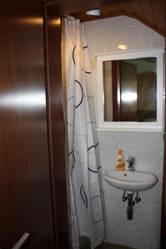 a bathroom with a sink and a mirror at Haus am Zeiberberg in Sinzig