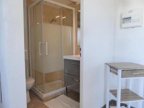 une salle de bain avec une douche, des toilettes et un lavabo dans l'établissement La Provence, à Vaison-la-Romaine