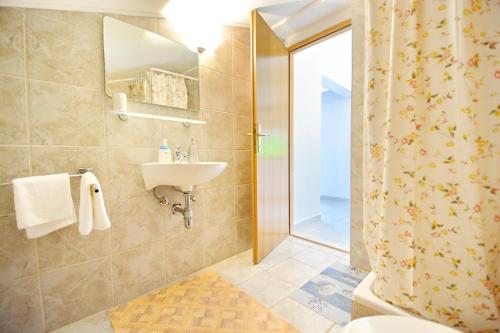 a bathroom with a toilet and a sink and a shower at Apartmani Maća in Sikovo