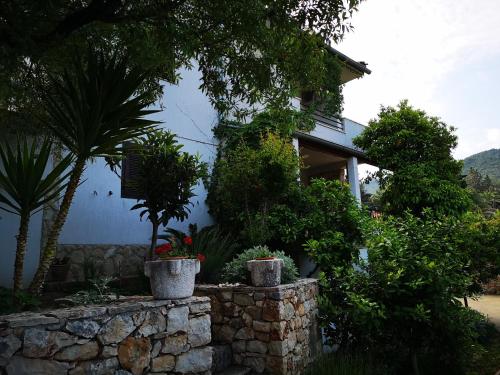 a house with trees and plants in front of it at Jees Exclusive Apartments Hvar in Stari Grad