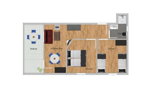 plan piętra pokoju w obiekcie Villa Lunaris w mieście Maslinica