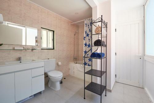 リスボンにあるT3 in Casa da Mariquinhas (3 bedroom flat)のバスルーム(トイレ、洗面台、棚付)