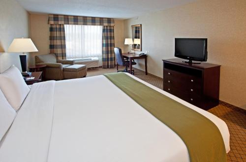 a hotel room with a large bed and a television at Holiday Inn Express Hotel & Suites Anderson by IHG in Anderson