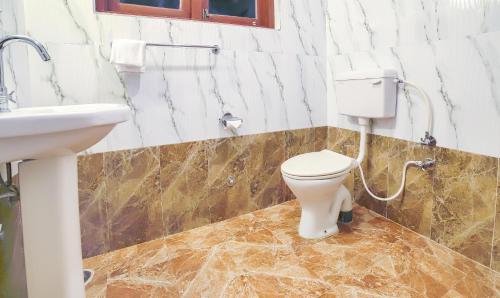 a bathroom with a toilet and a sink at Premier Pahalgam in Pahalgām