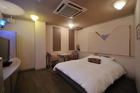 a hotel room with a bed and a television at Aube - 大人専用 in Konzōji