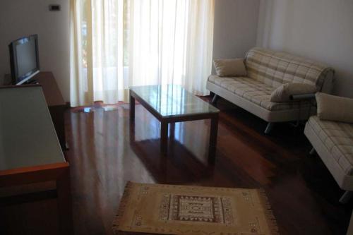 a living room with a couch and a coffee table at Apartmani Katarina in Budva