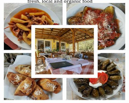 a collage of pictures of different food items at Diamanti Molivos Studios & Apartments in Mithymna