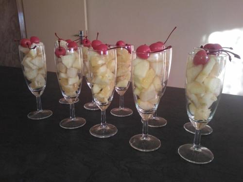 a group of wine glasses with fruit in them at Tismaree Guestfarm in Rietoog