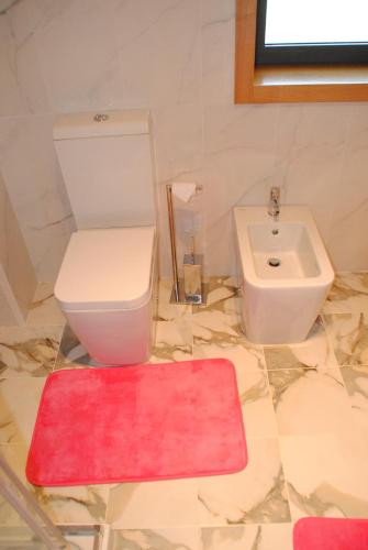 a bathroom with a toilet and a sink at Casa de Penedones in Penedones
