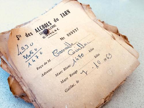 a piece of paper with a letter on it at Domaine de Perches in Gaillac