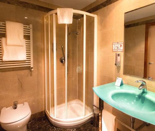 a bathroom with a shower and a sink and a toilet at TH Boadilla in Boadilla del Monte