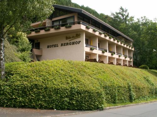 a building with a hedge in front of it at Hotel Berghof in Biersdorf